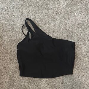 Black One-Shoulder Athletic Crop Top
